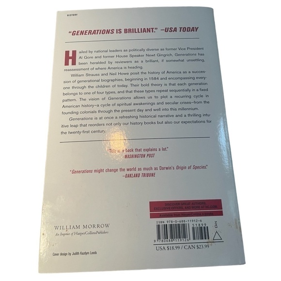 BOOK | GENERATIONS THE HISTORY OF AMERICAS FUTURE 1584-2069 - Picture 2 of 2